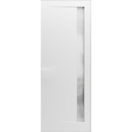 Sartodoors Slab Barn Door Panel 30 x 84in, Planum 0660 Painted White W/ Frosted Glass, Pocket Closet Sliding PLANUM0660S-BEM-3084